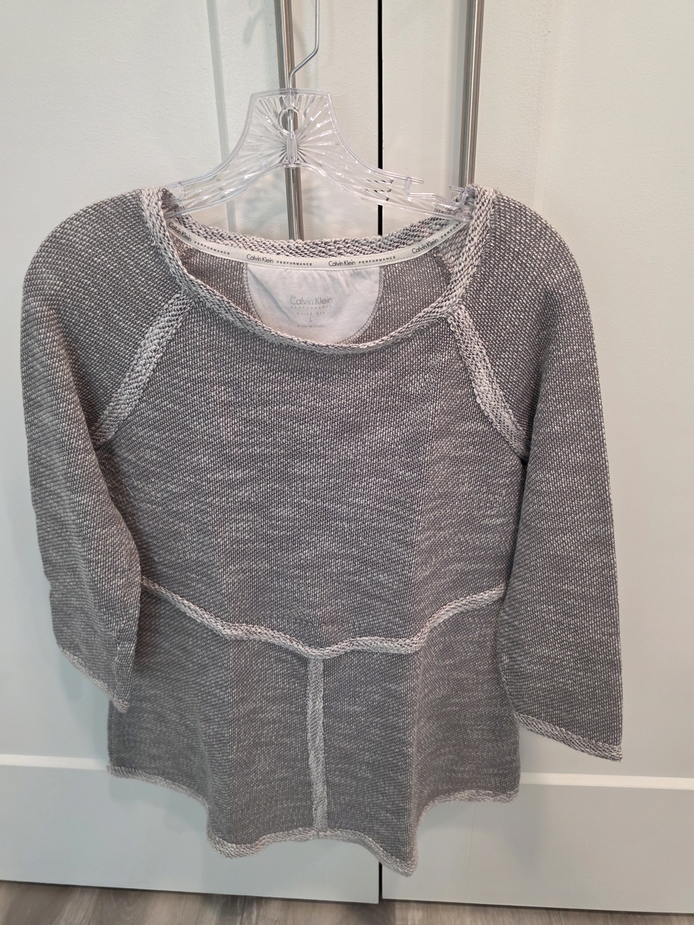 Calvin Klein Heather Gray Scoop Neck Knit Sweater Size Lg